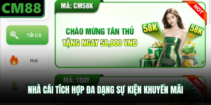 Nhà cái tích hợp đa dạng sự kiện khuyến mãi